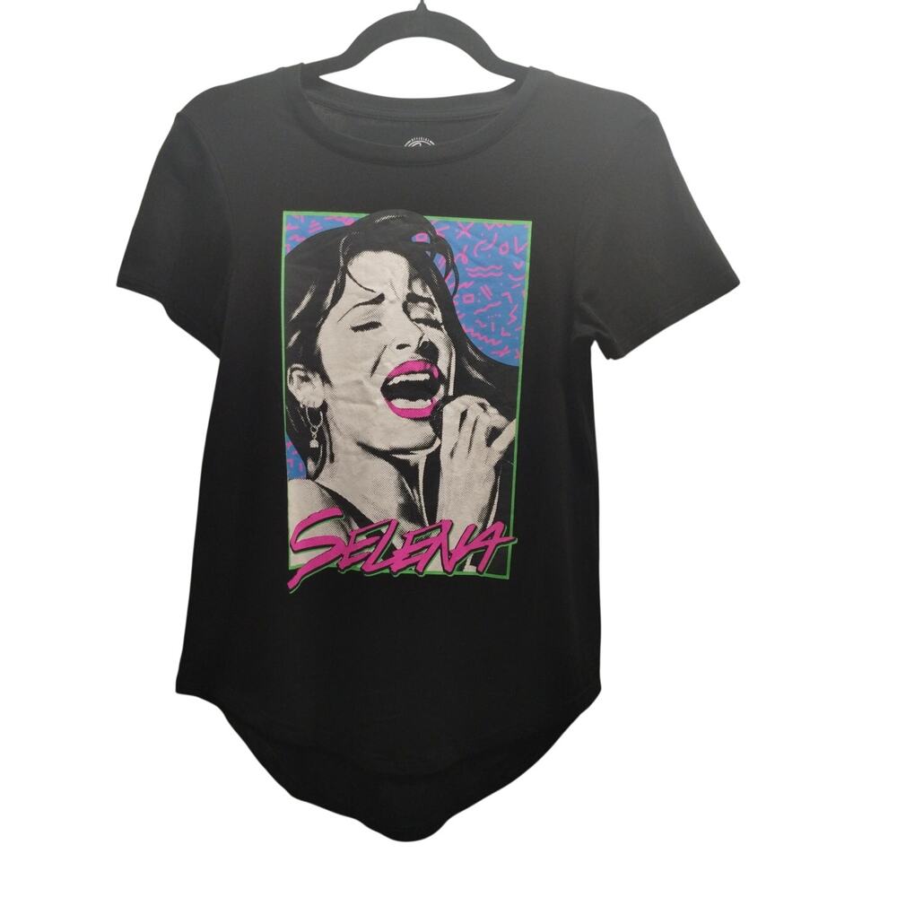 Selena Women Size Small Official Merchandise Neon Graphic High Low Round Hem Tee